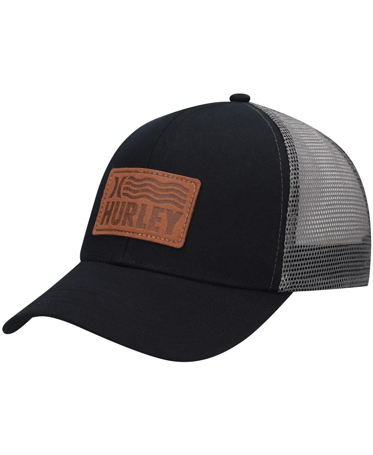 Shop Hurley Men's  Black Waves Trucker Snapback Hat