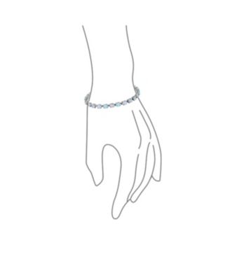 Solitaire Round Created Opal Tennis Bracelet Sterling Silver
