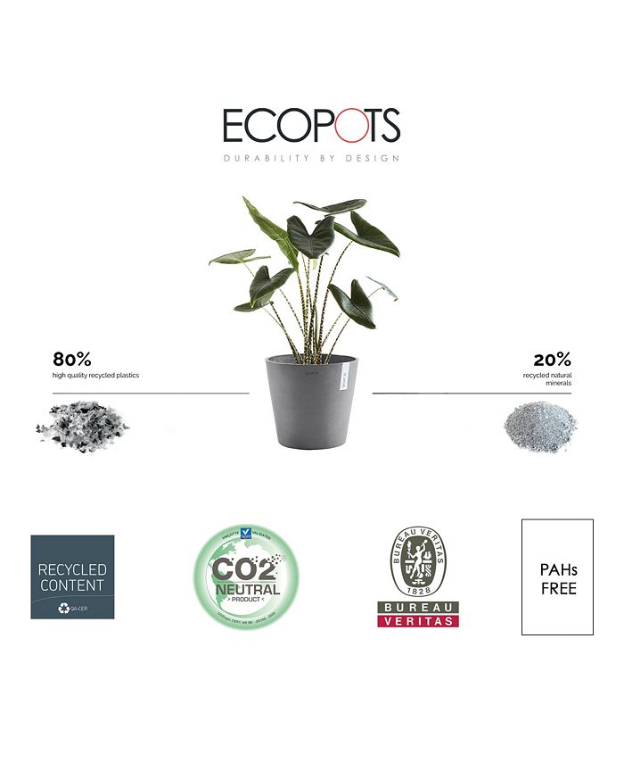 Vaso ECOPOTS Amsterdam Mini 8x7 Cm Grigio - Realizzato In Plastica Riciclata - Perfetto Per Piante Grasse E Cactus - Resistente UV E Gelo - 2