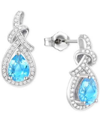 Amethyst (1-1/4 ct. t.w.) & Lab-Grown White Sapphire (1/3 ct. t.w.) Swirl Drop Earrings in 14k Gold-Plated Sterling Silver (Also in Additional Gemstones)