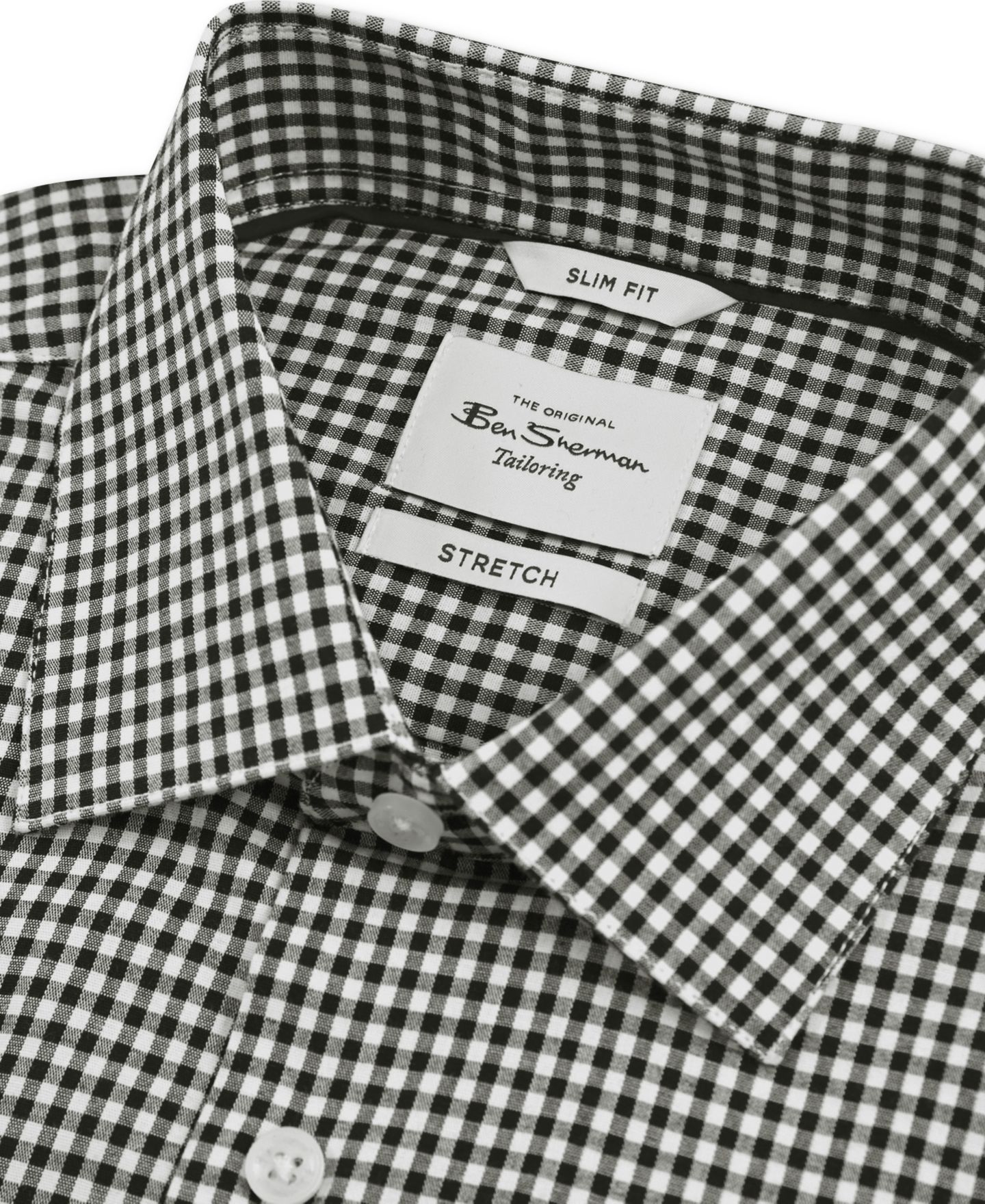 Мужская рубашка Ben Sherman Slim-Fit Gingham, цвет: Чёрный белый — фото 2