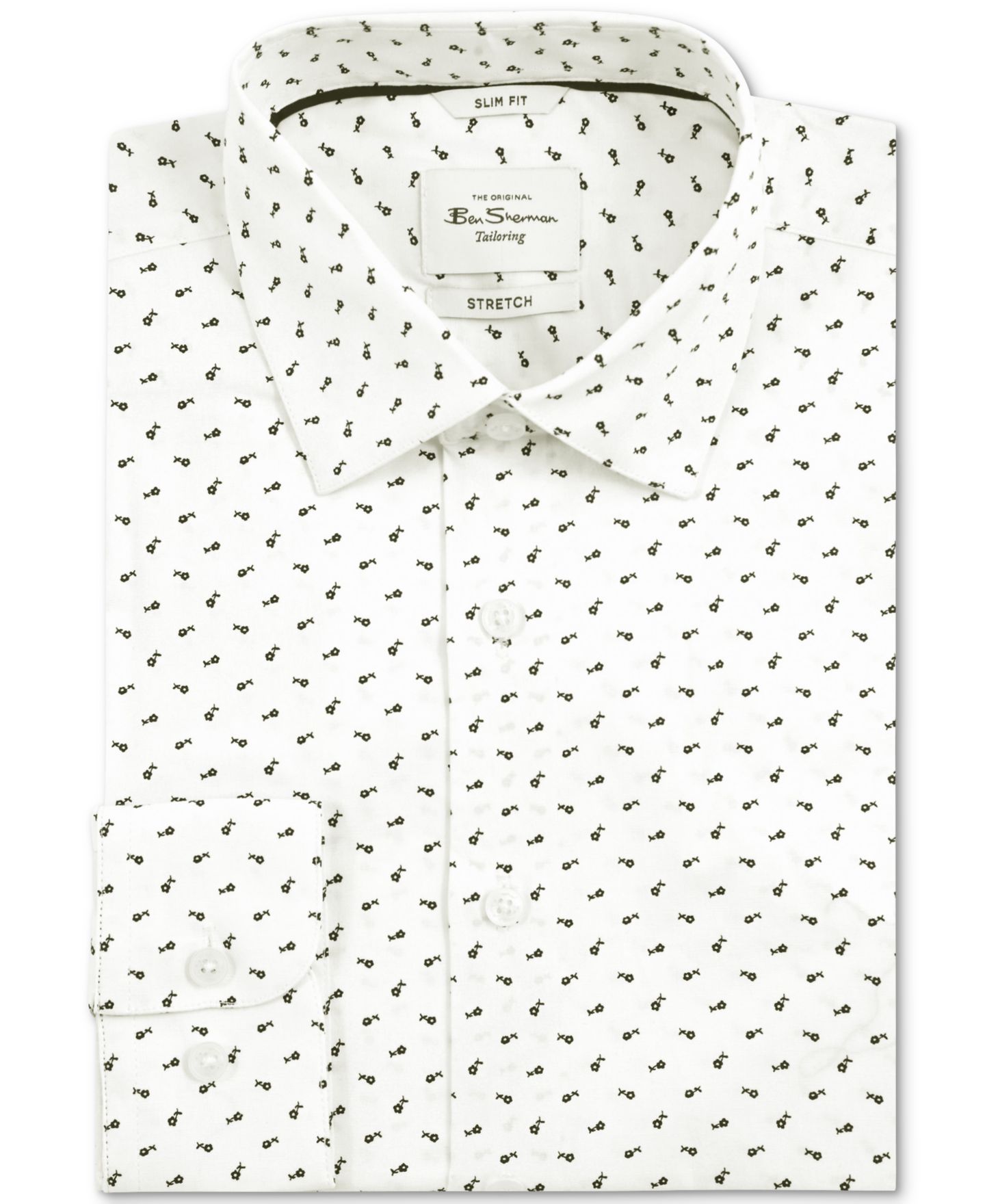 Мужская рубашка Ben Sherman Slim-Fit Flower-Print, цвет: Белый — фото 1