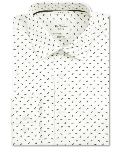 Мужская рубашка Ben Sherman Slim-Fit Flower-Print, цвет: Белый
