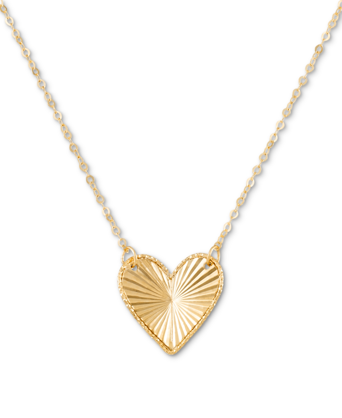 Macy's Ridged Textured Heart 18" Pendant Necklace In 14k Gold