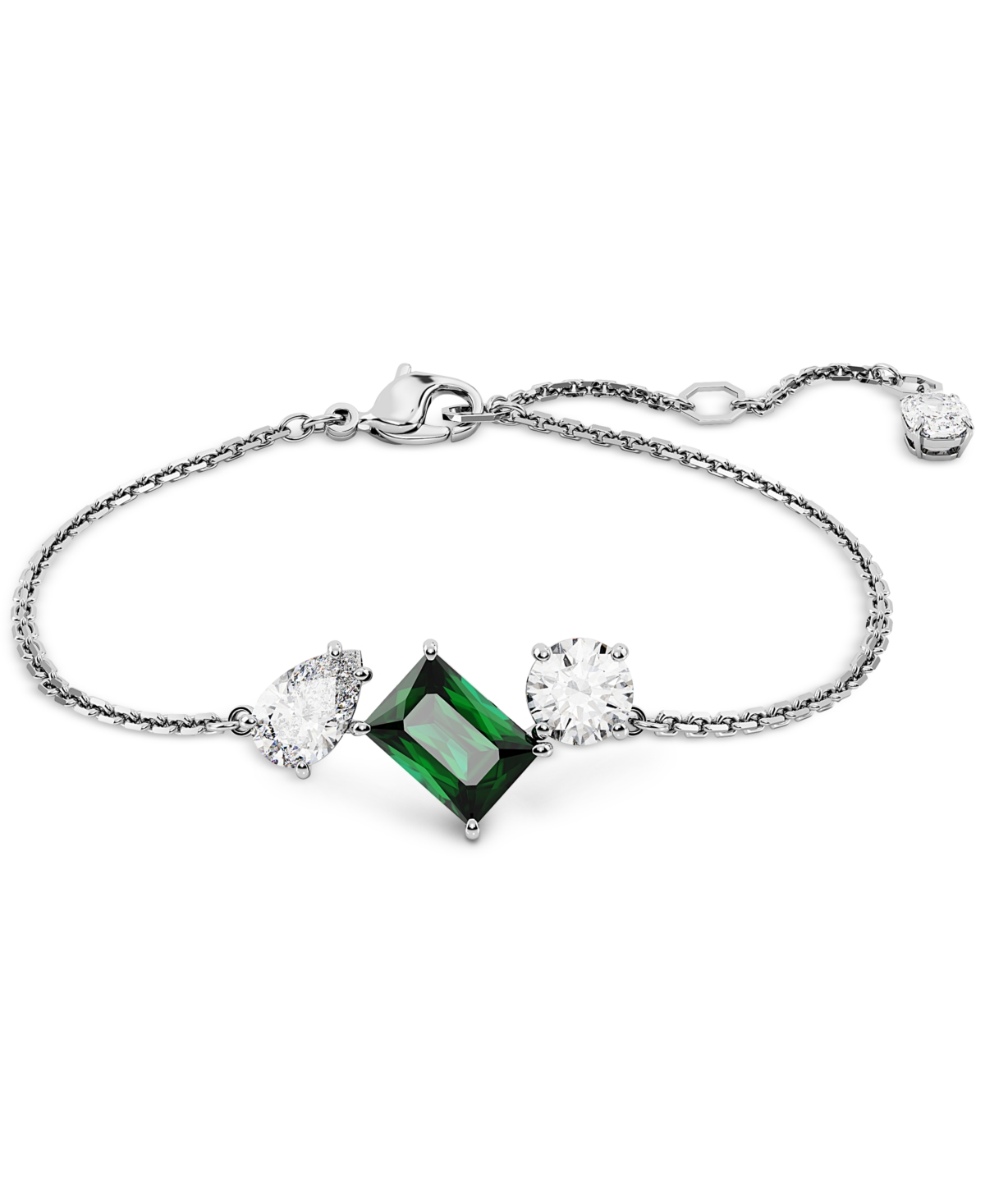 Shop Swarovski Rhodium-plated Mixed Crystal Link Bracelet In Green
