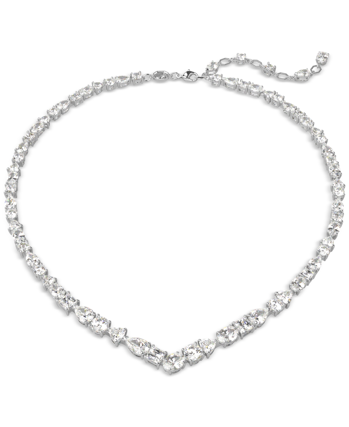 Swarovski Silver-tone Crystal V-shape Collar Necklace, 15" + 2-3/4" Extender