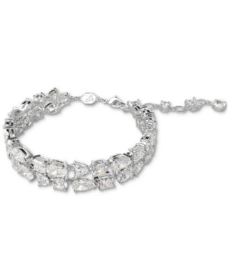 Rhodium-Plated Mixed Crystal Double-Row Flex Bracelet