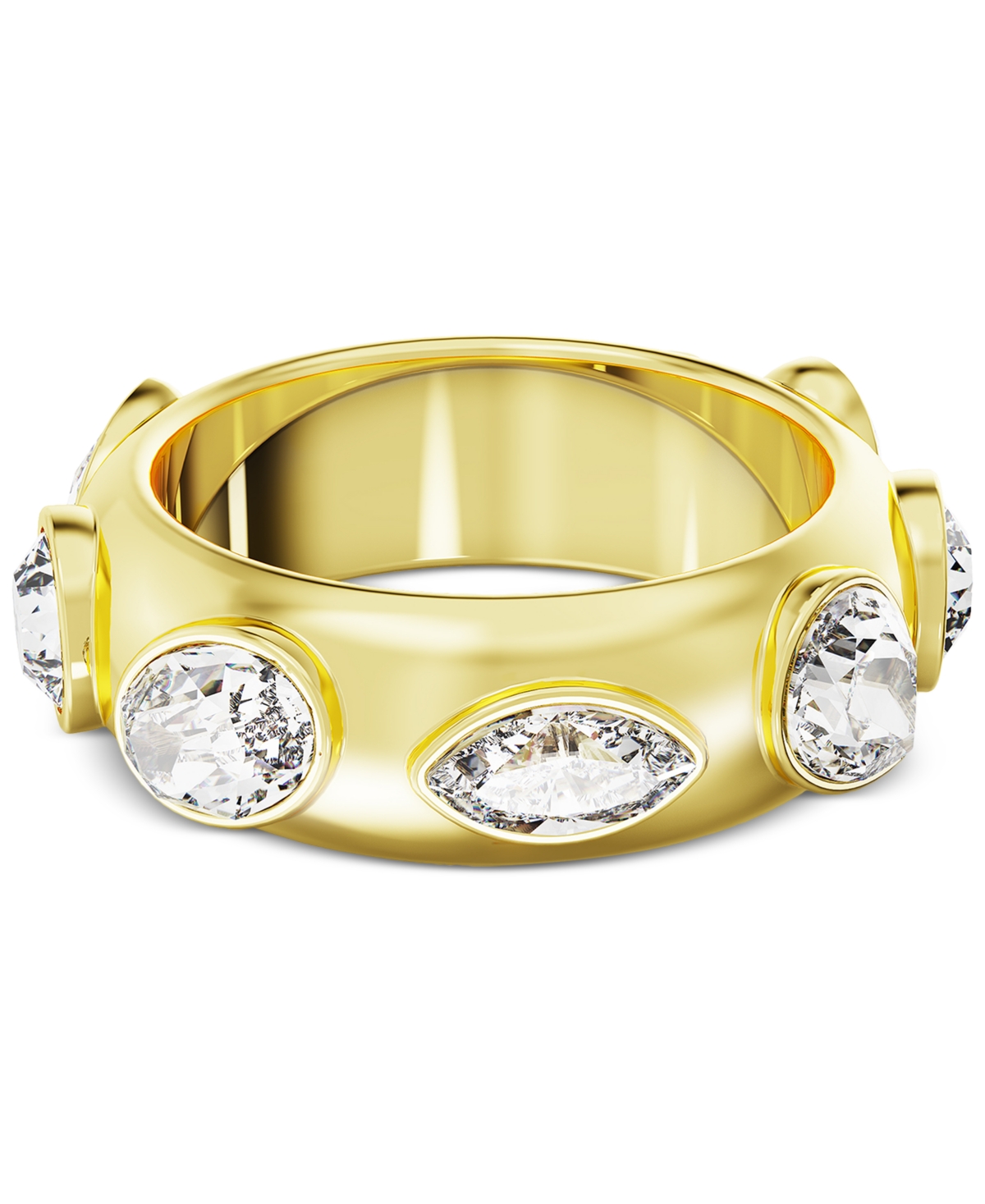 Shop Swarovski Gold-tone Mixed Crystal Statement Band Ring