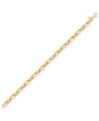 Lightweight Polished & Textured Large Cable Link Bracelet in 10k Gold