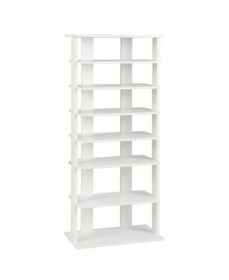 Patented 7-Tier Double Rows Shoe Rack Vertical Wooden Shoe Storage Organizer Rustic
