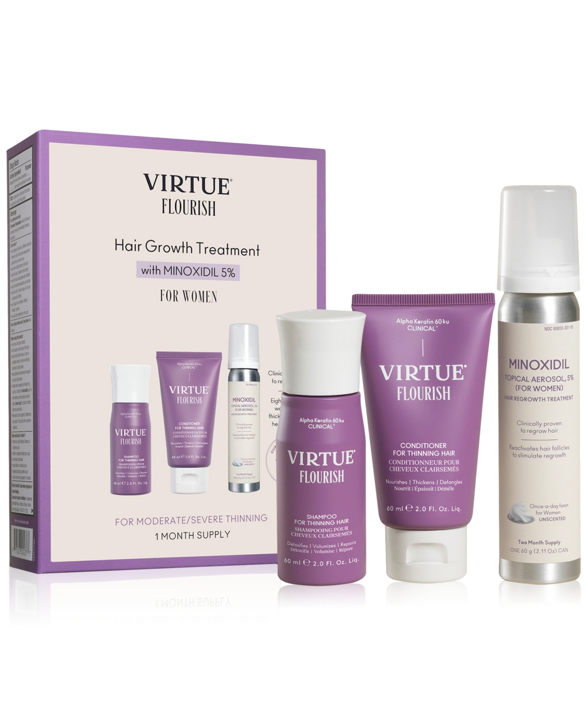 Virtue Flourish Hair Growth Treatment Set In No Colour