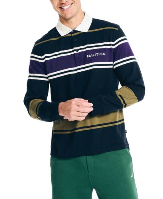 Nautica - Men's Classic-Fit Rugby Stripe Long-Sleeve Polo Shirt