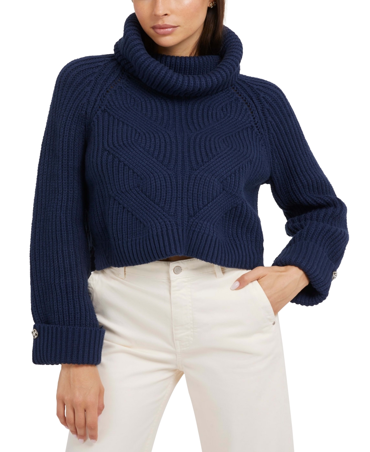 Guess Women's Lois Cable-Knit Turtleneck Sweater