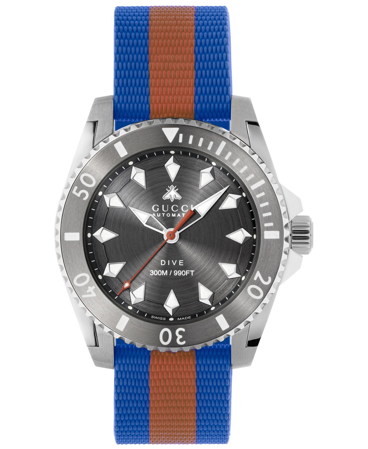 Gucci Men's Swiss Automatic Dive Red & Blue Rubber Strap Watch 40mm In Stainless Steel,blue Red Blue Strap