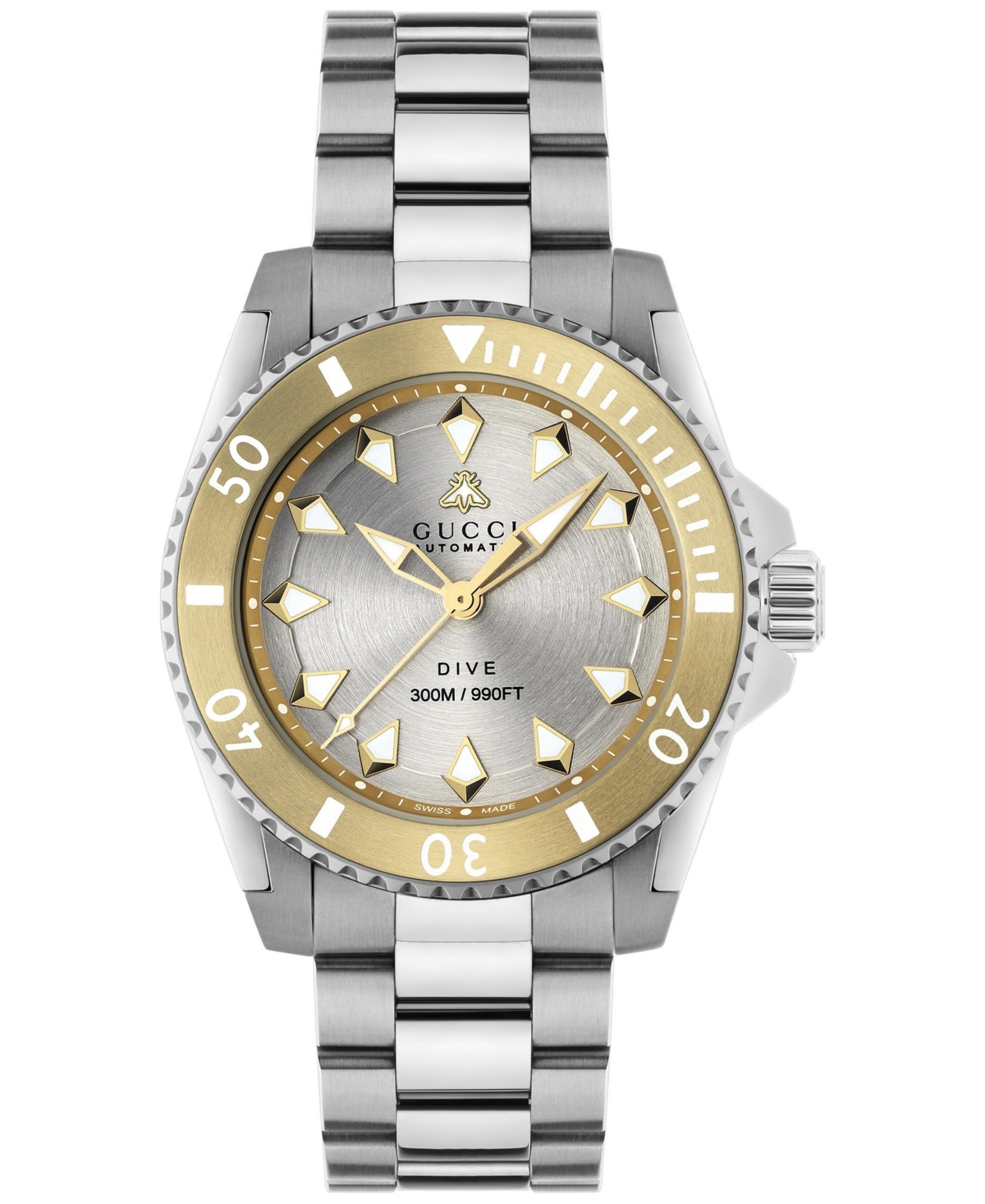 Shop Gucci Men's Swiss Automatic Dive Stainless Steel Bracelet Watch 40mm