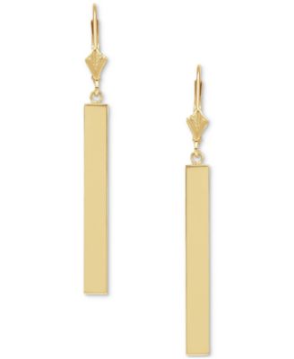Tube Linear Drop Earrings in 14k Gold, 1 1/2 inch
