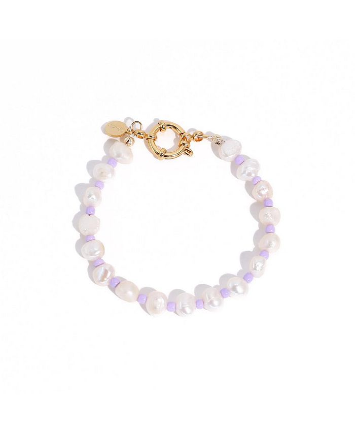 Joey Baby 18K Gold Plated Freshwater Pearls with Purple Glass Beads ...