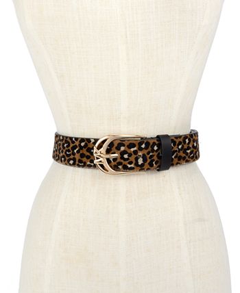 Michael Kors Women's Cheetah-Print Haircalf Belt - Macy's