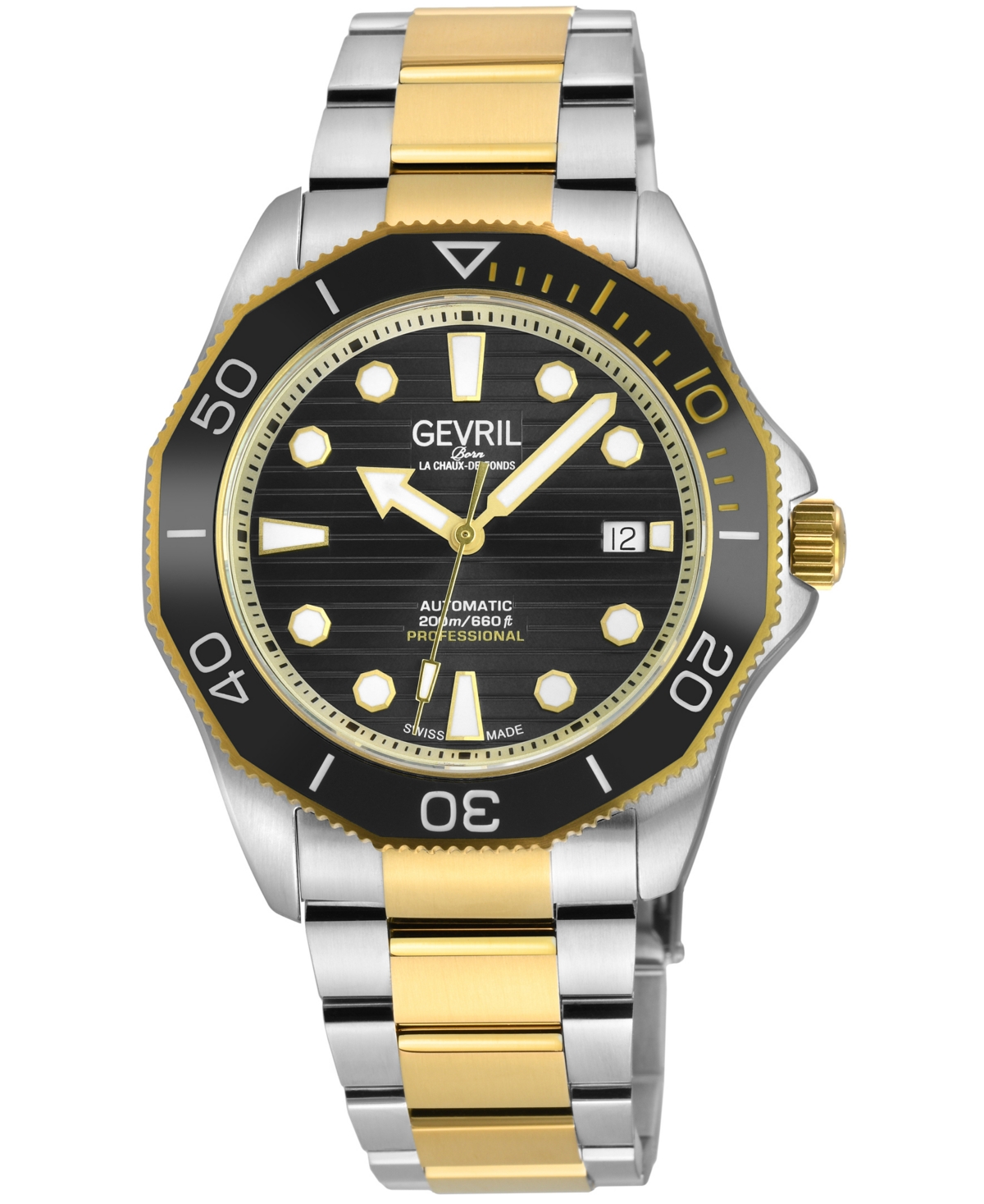 Gevril Men's Pier 90 Two Tone Stainless Steel Watch 42mm In Silver