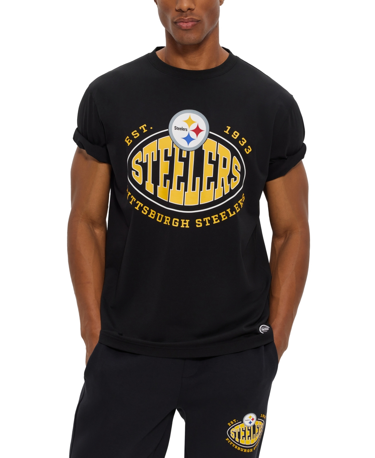 Hugo Boss Boss By  Men's Boss X Nfl Pittsburg Steelers T-shirt In Charcoal