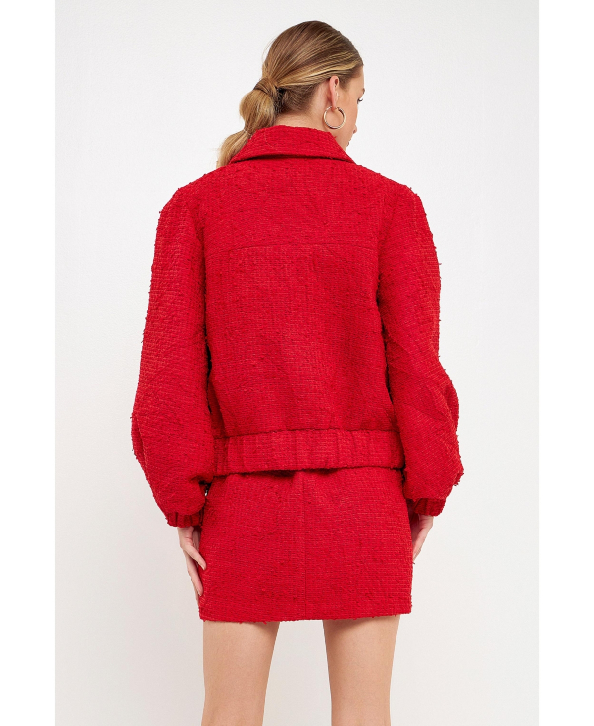 endless rose Women's Double Pocket Tweed Jacket