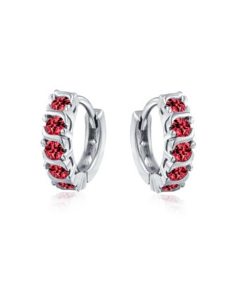 Round Solitaire Cubic Zirconia CZ S-Style Wave Kpop Huggie Hoop Earrings Sterling Silver