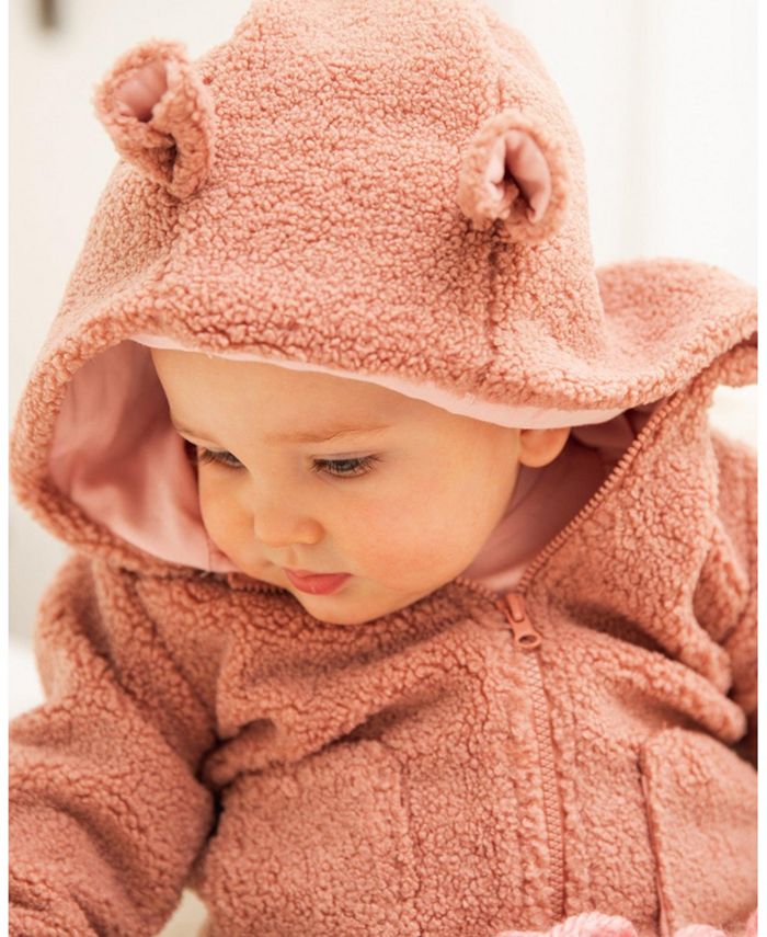 Deux par Deux Baby Girl Sherpa Hooded Zip Jacket Powder Pink Infant Macy's