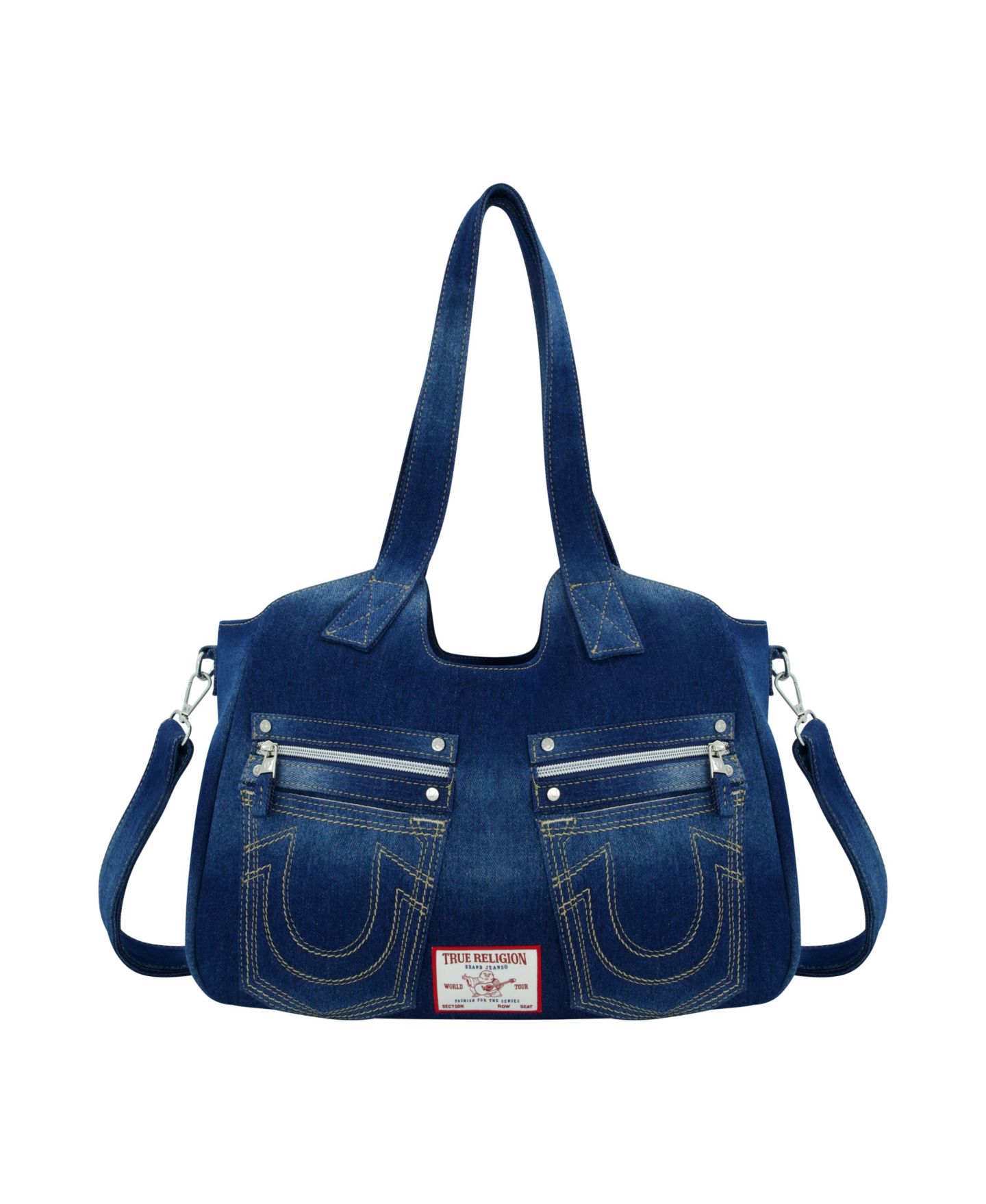 Женская сумка True Religion Horseshoe Stitch Dark Denim Satchel, цвет: Тёмный джинсовый — фото 2