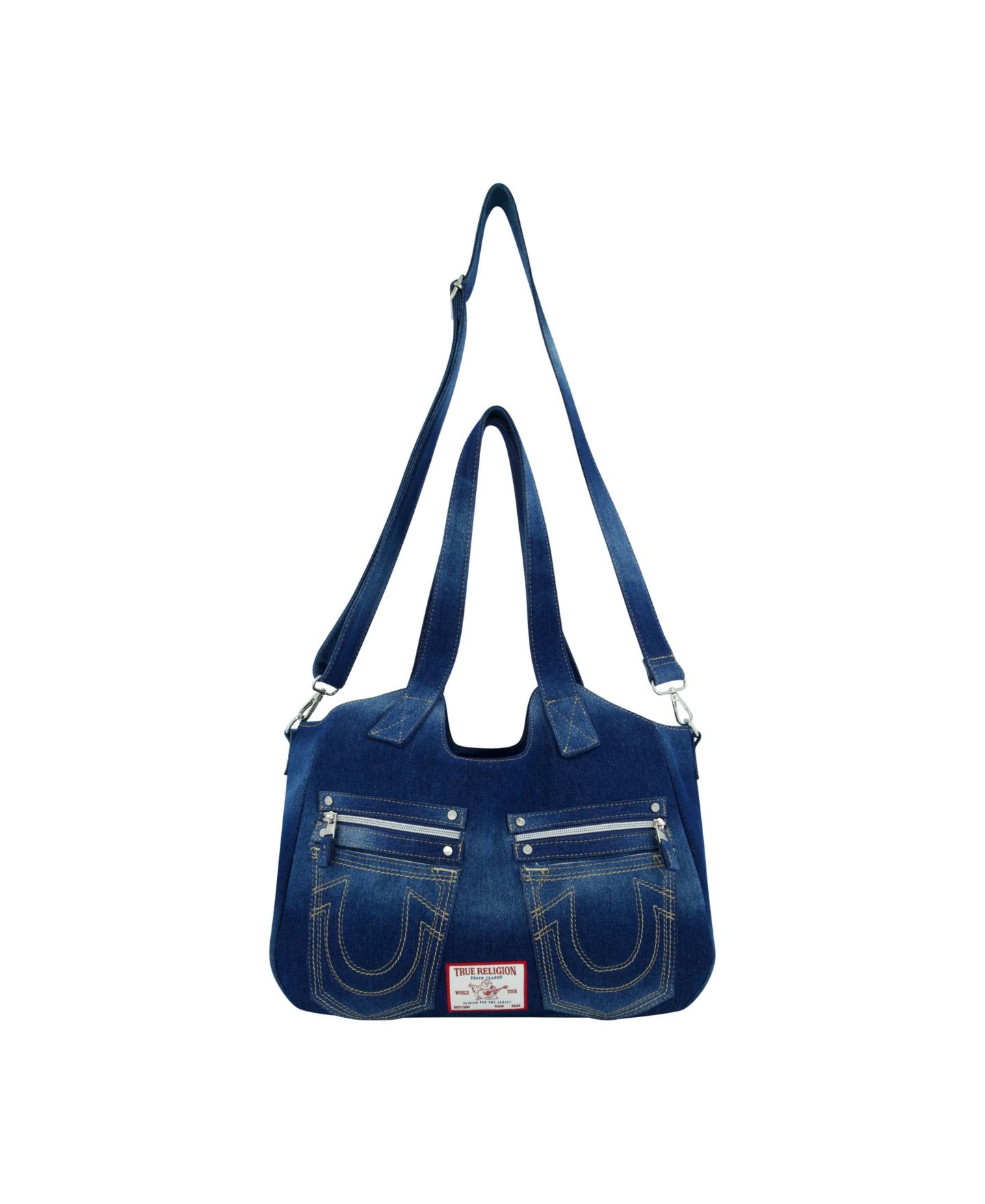 Женская сумка True Religion Horseshoe Stitch Dark Denim Satchel, цвет: Тёмный джинсовый — фото 1