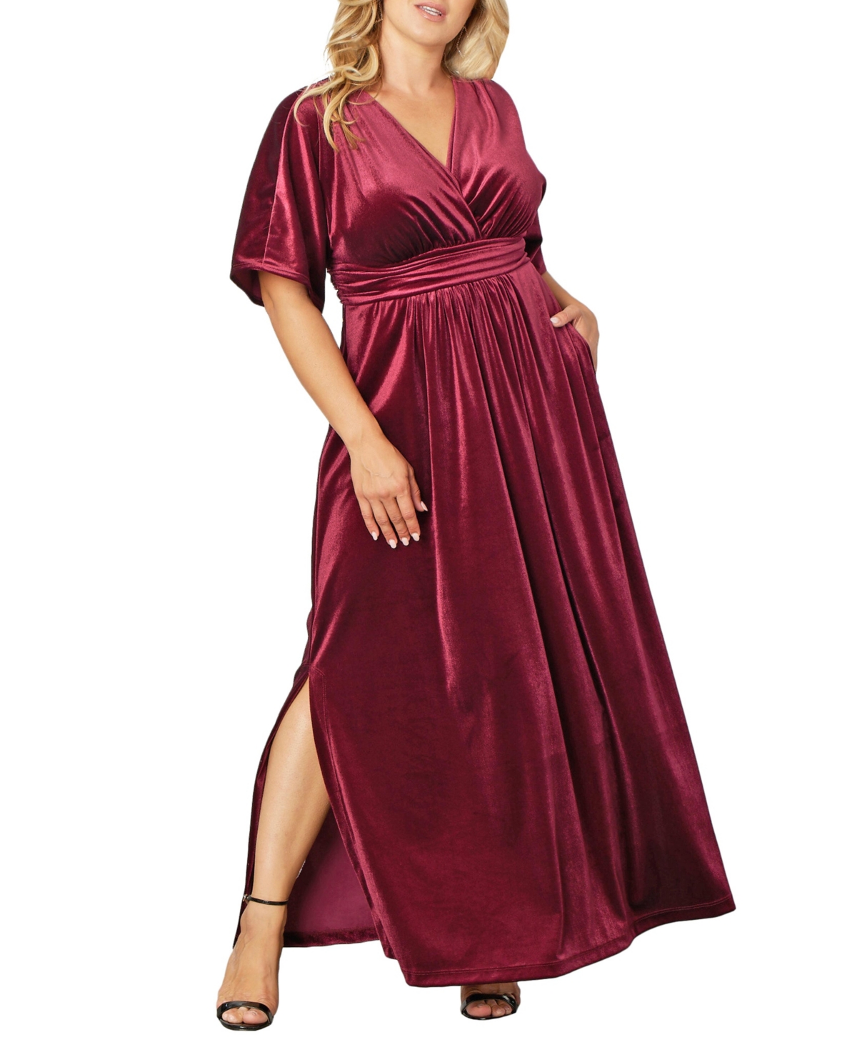 1930s Plus Size Dresses | Art Deco Plus Size Dresses Womens Plus Size Verona Velvet Evening Gown - Pinot noir $188.00 AT vintagedancer.com