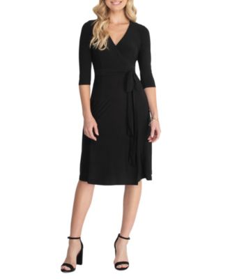 Kiyonna Women's Essential Wrap Dress with 3/4 Sleeves - Macy's