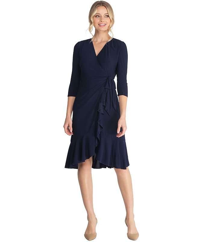 Kiyonna Women's Whimsy Ruffled Midi Wrap Dress