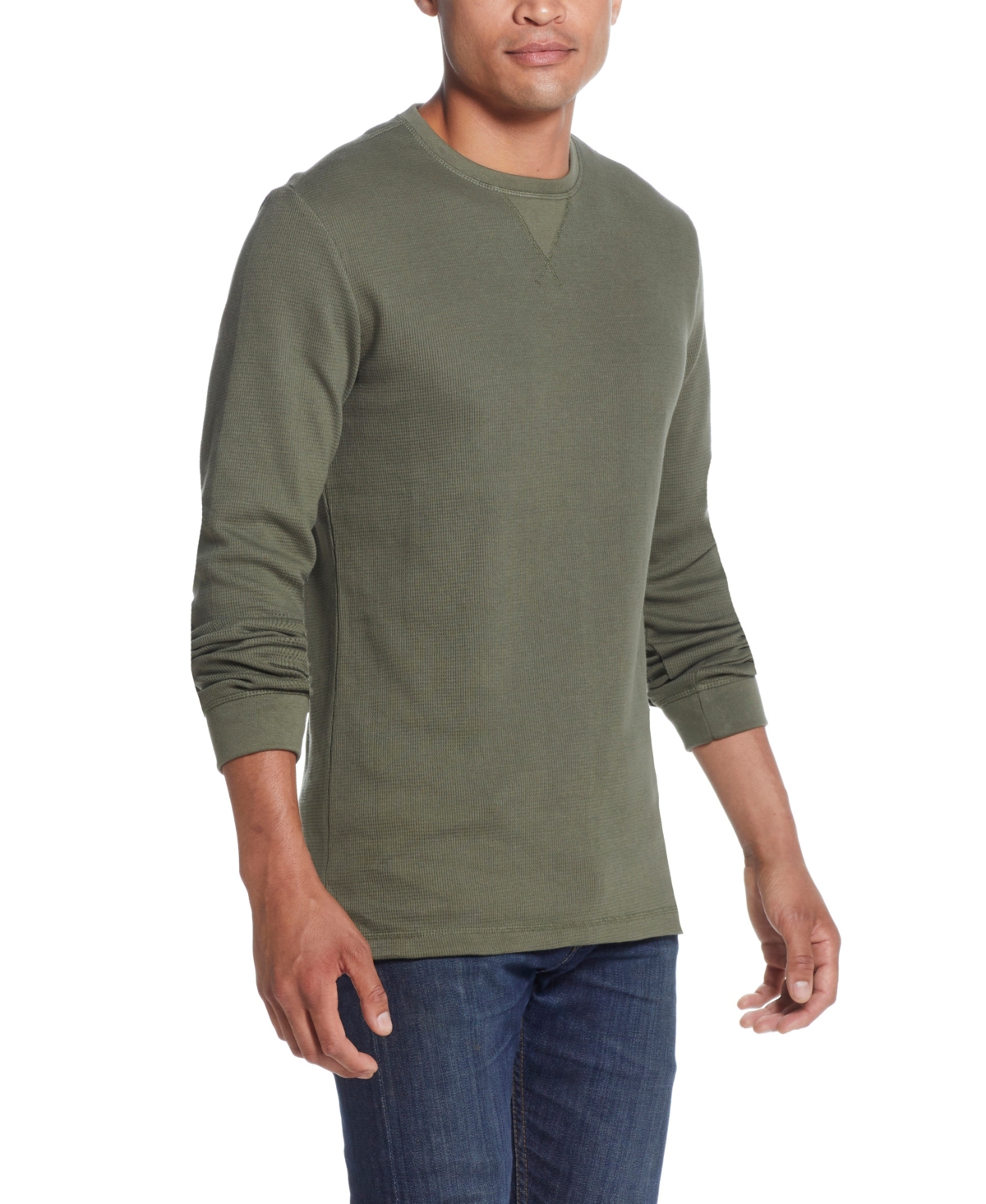 Weatherproof Vintage Men's Long Sleeved Waffle Crew Neck Shirt