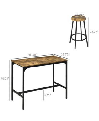 5-Piece Rustic Bar Table and Stool Set for Dining Room