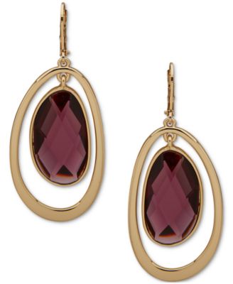 Anne Klein - Gold-Tone Large Stone Orbital Drop Earrings