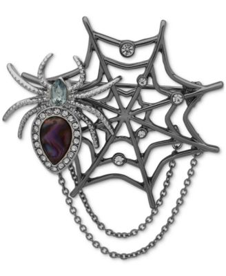 Anne Klein - Women's Boxed Silver-Tone Spider Web Pin