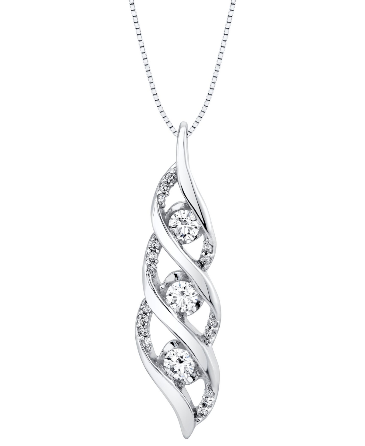 Diamond Twist Pendant Necklace (5/8 ct. t.w.) in 14k White Gold - White Gold