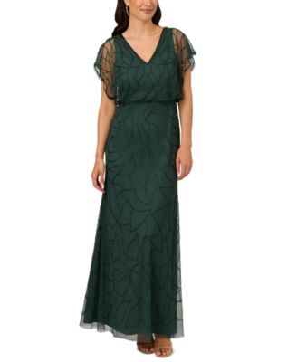 Adrianna Papell Petite Beaded Blouson Dolman-Sleeve Gown Macy's