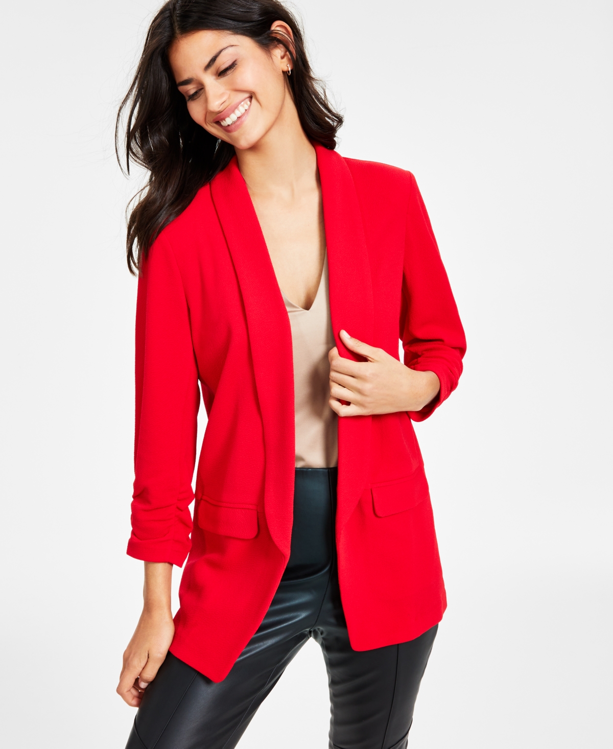 Bar Iii Women's Knit 3/4-sleeve Boyfriend Blazer, Created For Macy's In ...