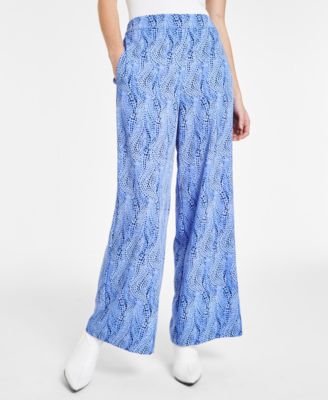 Bar III - Women's Printed Pull-On Wide-Leg Pants