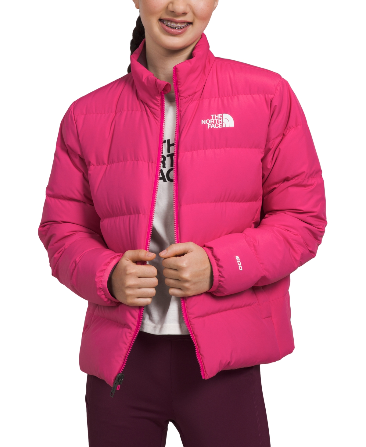 The North Face Kids' Big Girls Reversible North Down Jacket In Pink