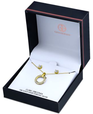 2-Pc. Set Cubic Zirconia Circle Pendant Necklace & Stud Earrings, Created for Macy's