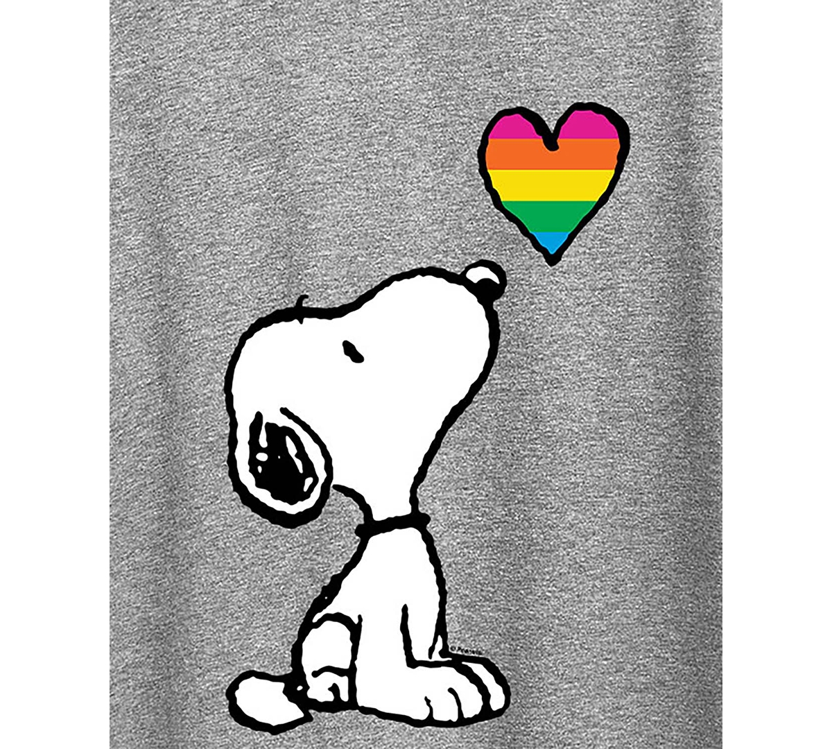 Hybrid Apparel Trendy Plus Size Peanuts Snoopy Pride Rainbow Heart Graphic T-shirt