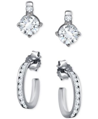 2-Pc. Set Cubic Zirconia Stud & Hoop Earrings
