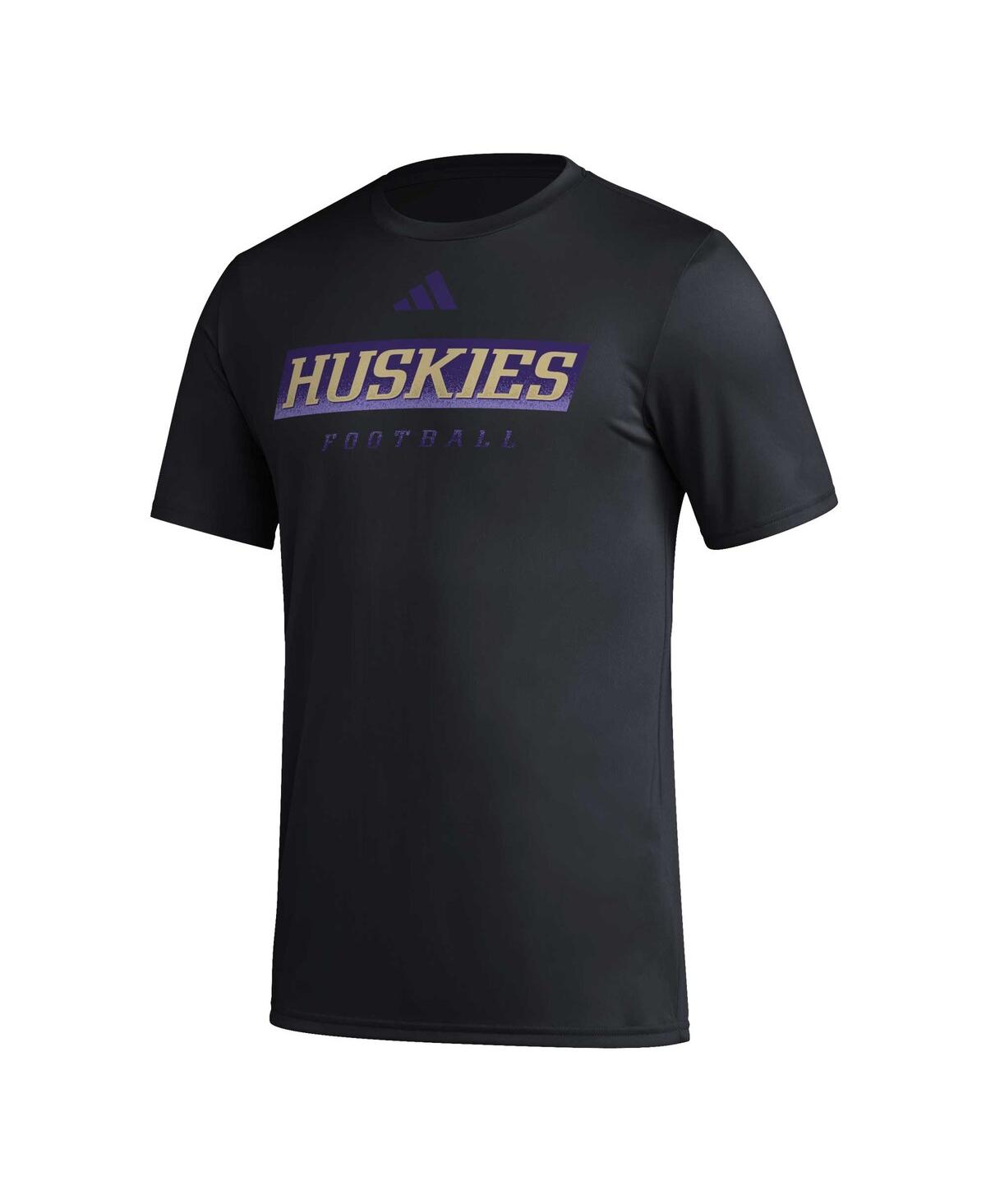 Men's adidasWashington Huskies Football Practice Aeroready Pregame T-shirt - Black