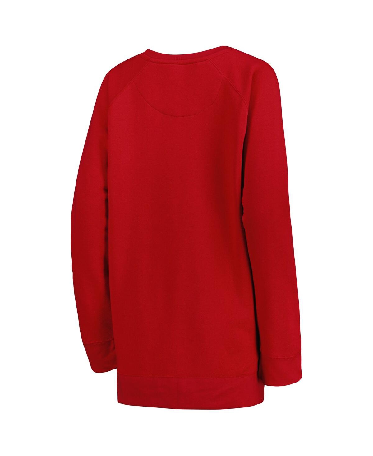 PRESSBOX WOMEN'S PRESSBOX CRIMSON ALABAMA CRIMSON TIDE STEAMBOAT ANIMAL PRINT RAGLAN PULLOVER SWEATSHIRT 