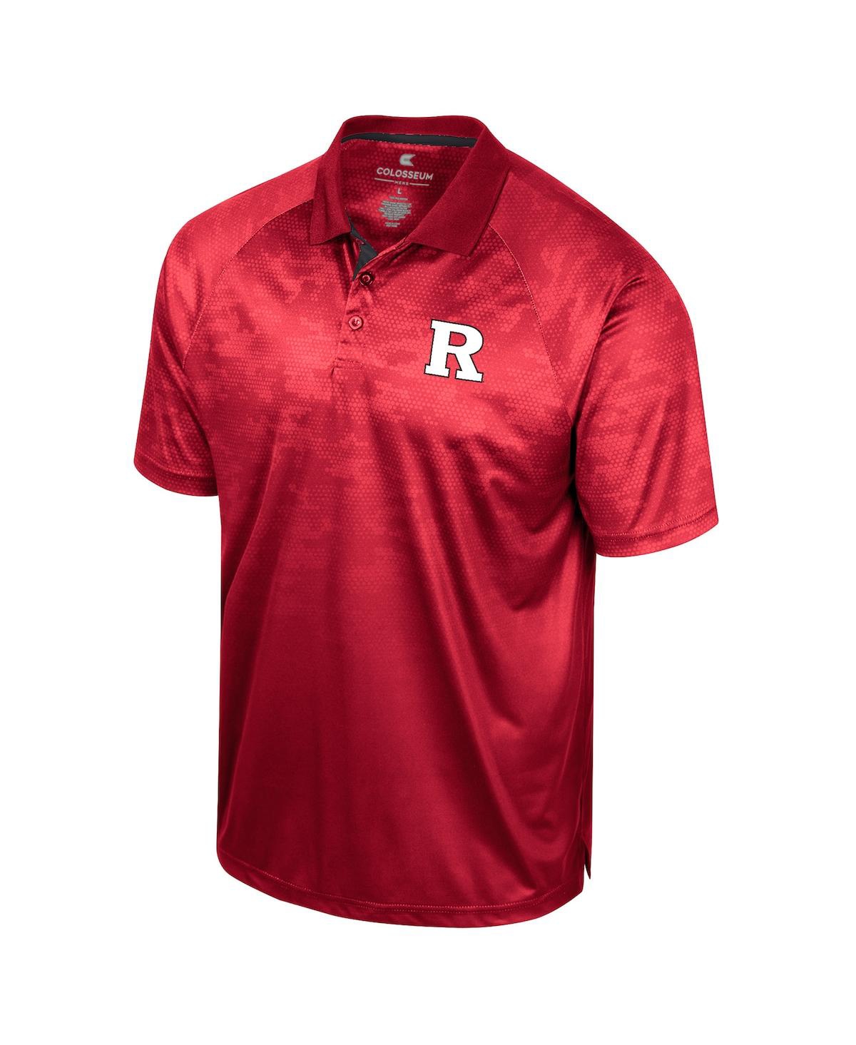 Shop Colosseum Men's  Scarlet Rutgers Scarlet Knights Honeycomb Raglan Polo Shirt