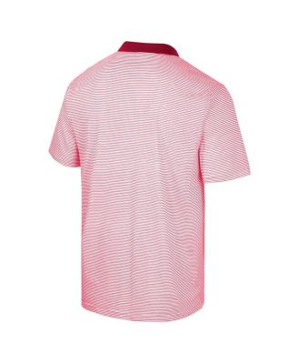 Men's White, Cardinal Arkansas Razorbacks Print Stripe Polo Shirt