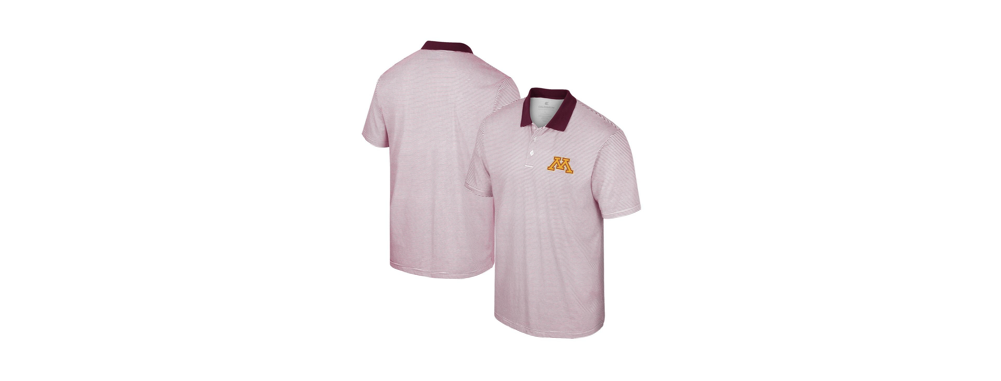Men's Colosseum White, Maroon Minnesota Golden Gophers Print Stripe Polo Shirt