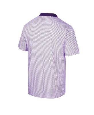 Men's White, Purple ECU Pirates Print Stripe Polo Shirt